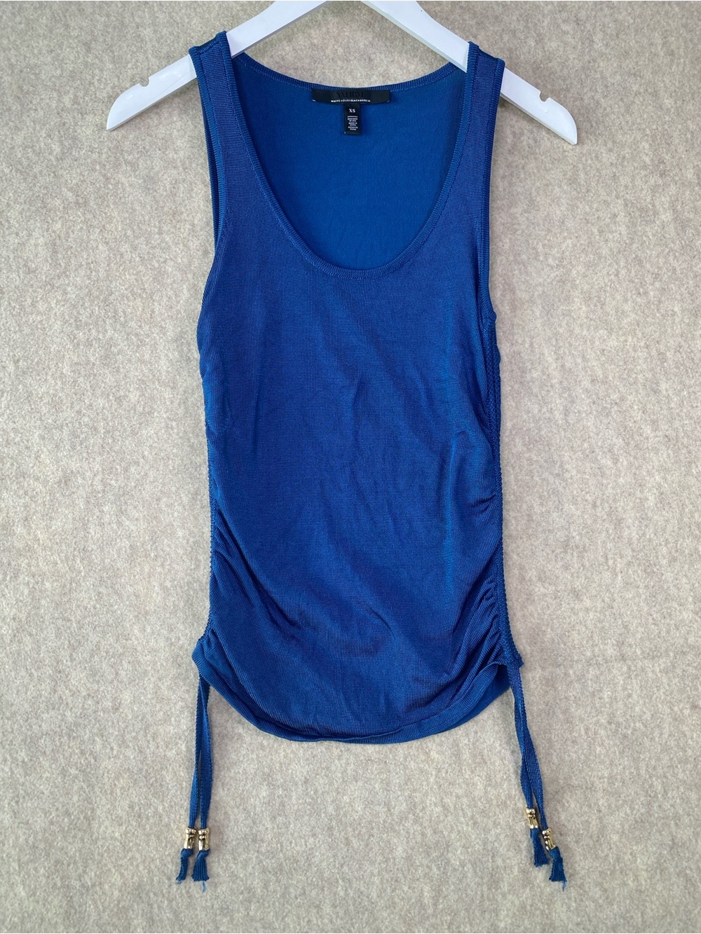White House Black Market Blue Scoop Neck Tank with Side Ties